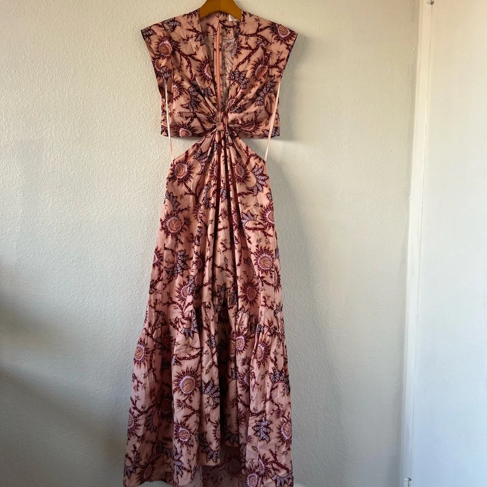 A.L.C Alexandria Pink Floral Printed CutOut Midi Dress Size 4 - Picture 5 of 10